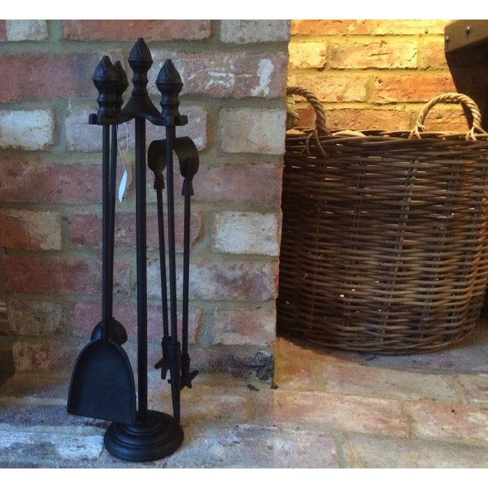 Fireplace Companion Set -  Acorn Design Black