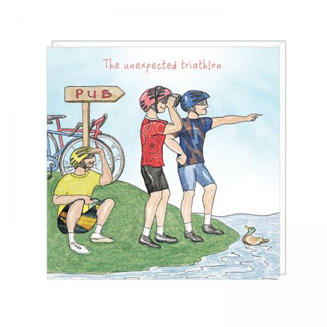 Mans Birthday Card - The Unexpected Triathlon - Art Beat