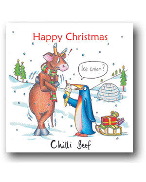 Funny Cow Christmas Card - Chilli Beef