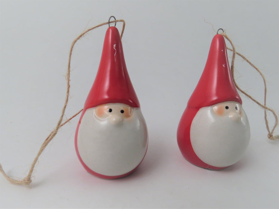 Santa Ceramic Hanging Christmas Tree Decorations - Set of 2