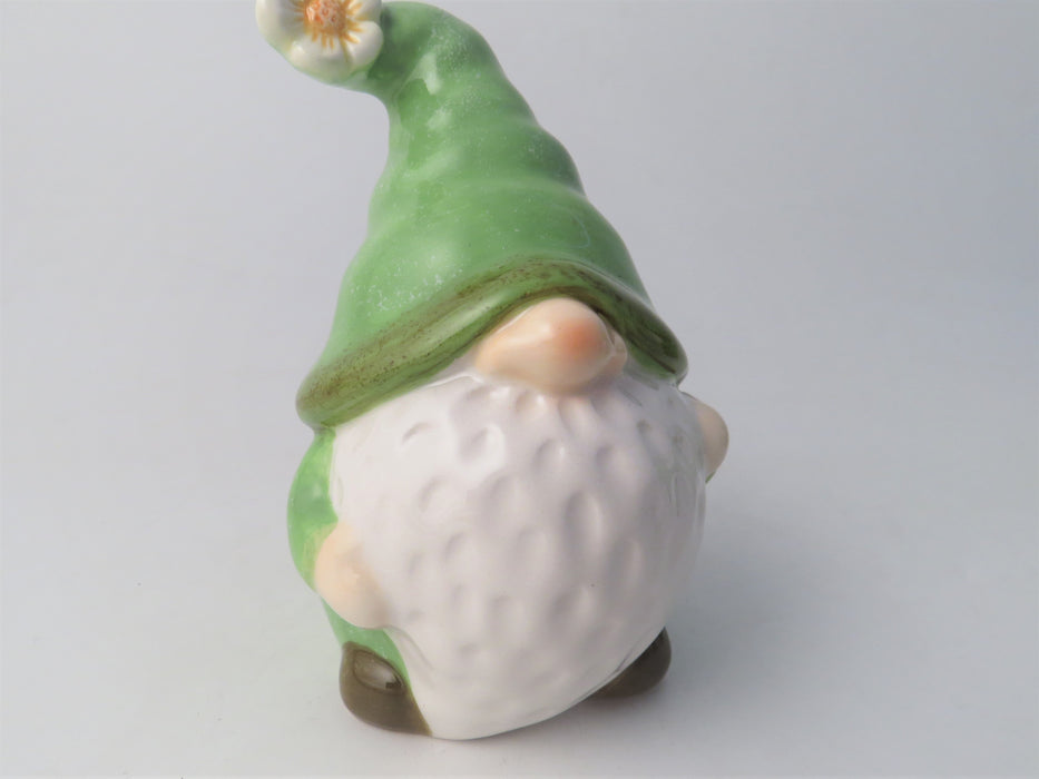 Green Ceramic Cute Gonk with daisy hat - Two Sizes - Easter decoration