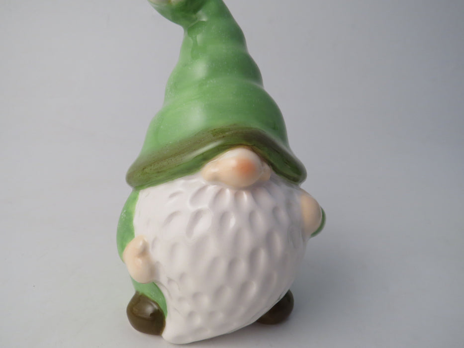 Green Ceramic Cute Gonk with daisy hat - Two Sizes - Easter decoration