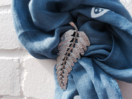 Pewter Fern Leaf Scarf Ring 