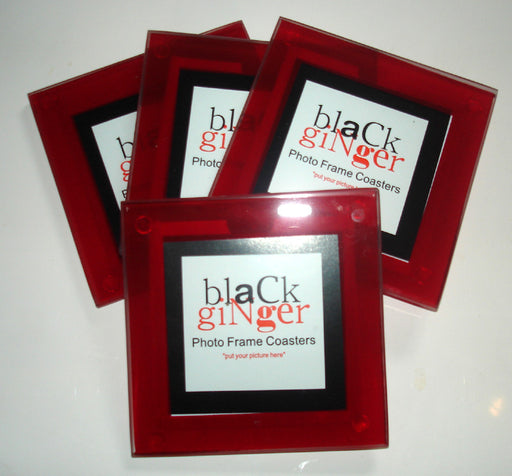 Red Frame Photo Coasters - Set of 4