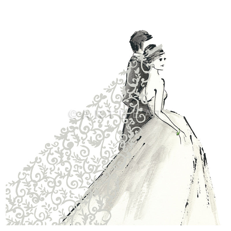 Wedding Congratulations Card - Silver Veil