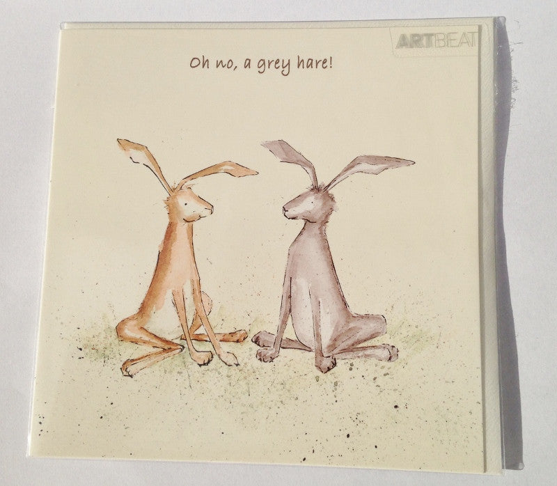 Hare Greeting Card - Oh no, a grey hare!