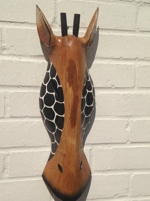 Brown/Black Wooden Giraffe Tribal Mask - 50cm