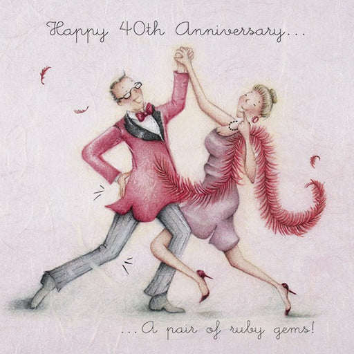 Ruby Wedding Anniversary Card - Happy 40th Anniversary...A pair of ruby gems!