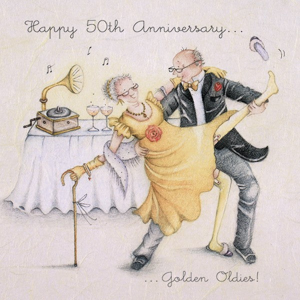 Golden Wedding Anniversary Card - Happy 50th Anniversary...Golden Oldies!