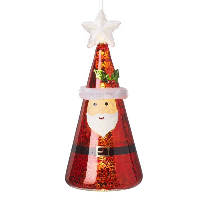 Light up Glass Cone Santa Decoration