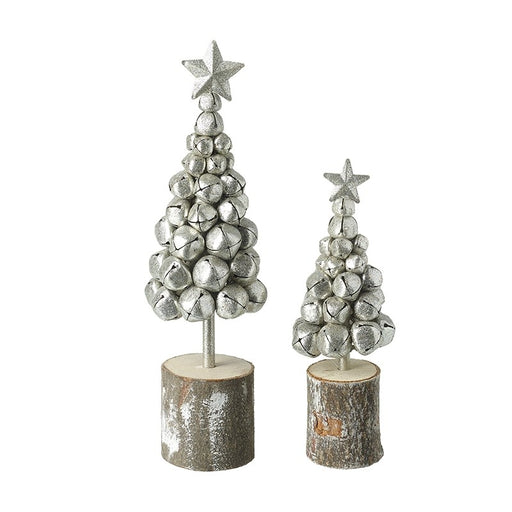 Silver Metal Bell Christmas Tree Pair