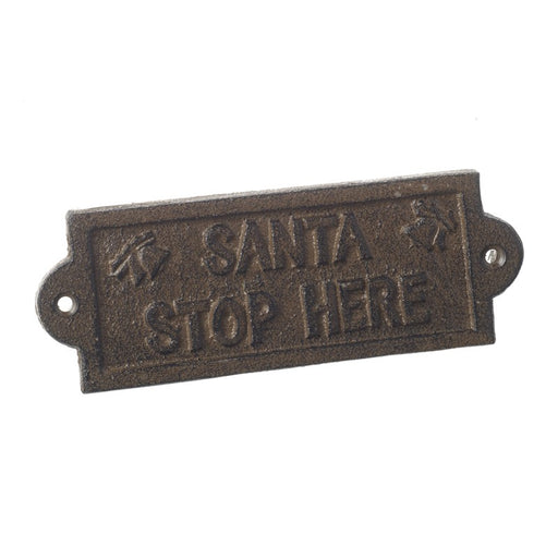 Mini Metal Santa Stop Here Wall Plaque