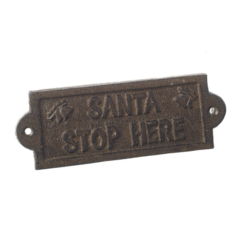 Mini Metal Santa Stop Here Wall Plaque