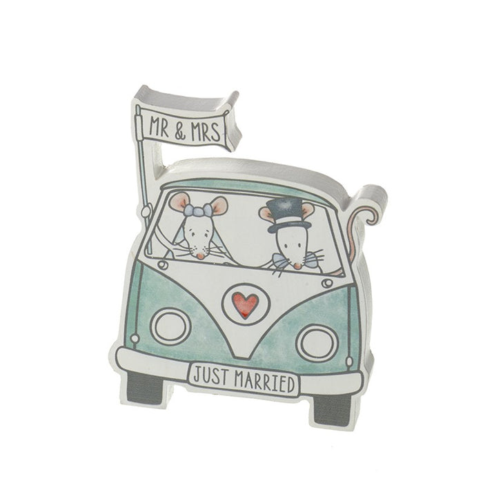Just Married Mr & Mrs Mouse in Campervan
