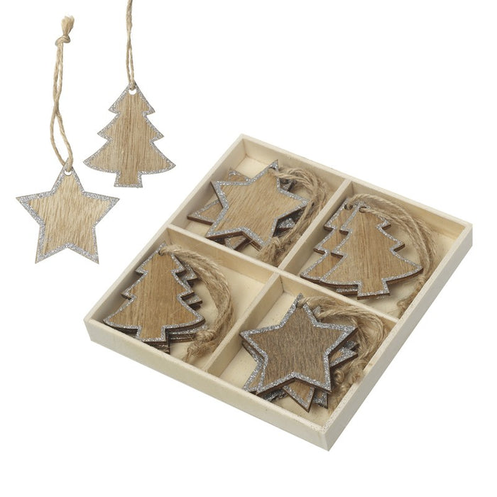 Wooden Tree and Star Decorations