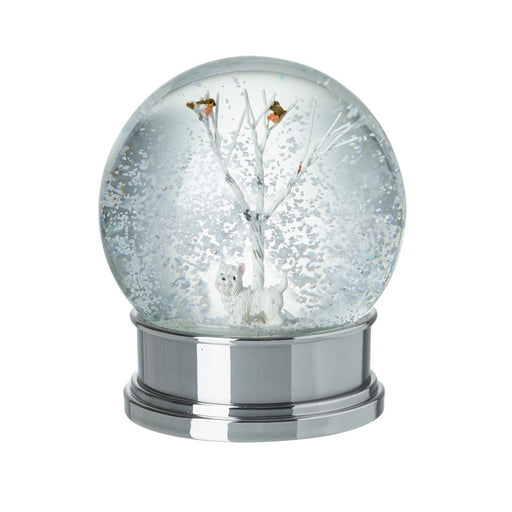 Christmas Snow Globe with White Dog