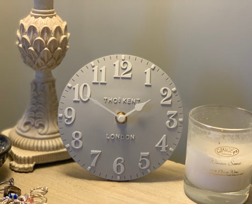 Arabic Dove Grey 6 inch Mantel Clock - Thomas Kent