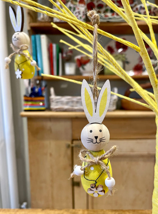 Pair of Hanging Wooden Rabbits Easter Decorations