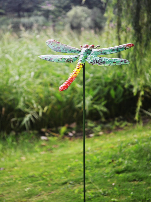 Vibrant Metal Dragonfly Garden Decor Stake