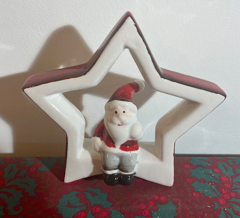 Ceramic Star with Sitting Santa - 2 Sizes