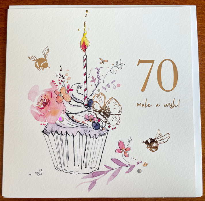 Ladies 70th Birthday Card - Make a wish!