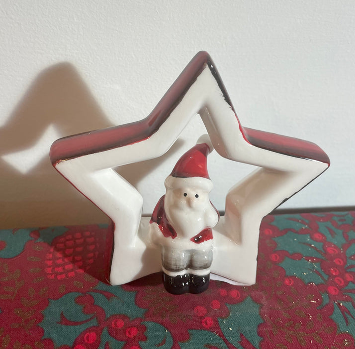 Ceramic Star with Sitting Santa - 2 Sizes