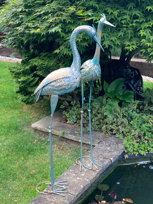 Bronze with Blue Metal Crane - Two Styles