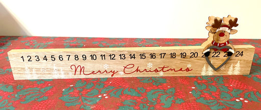 Advent Countdown - Wooden Reindeer on Wooden Ruler Style Countdown