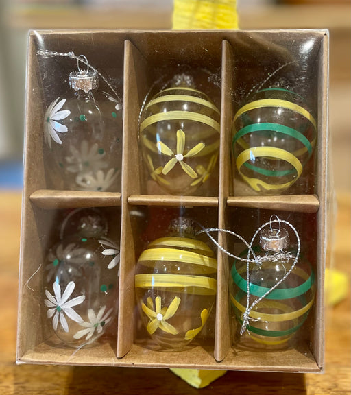 Hanging Eggs, Set of 6 Hanging Glass Eggs Easter Decorations in box