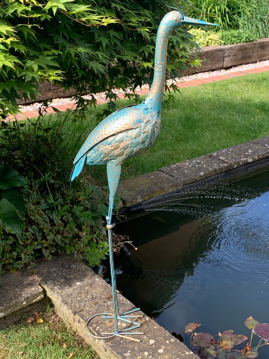 Bronze with Blue Metal Crane - Two Styles