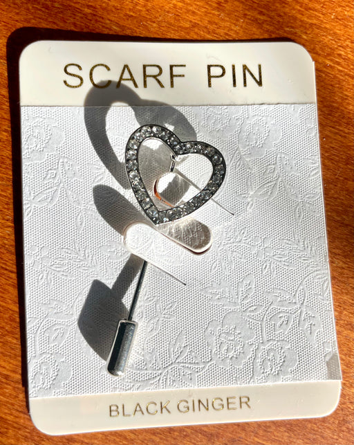 Diamante Heart Scarf Pin