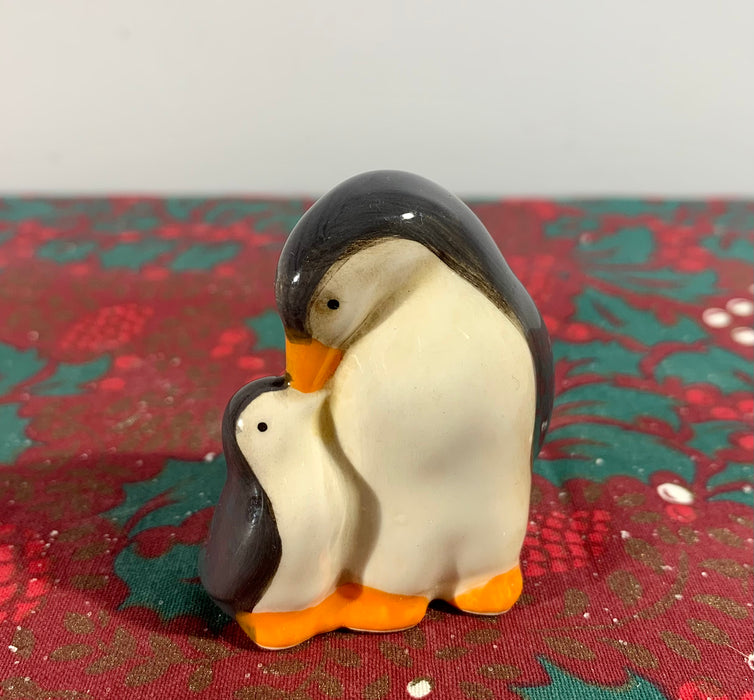 Ceramic Mother and Baby Penguin Decoration