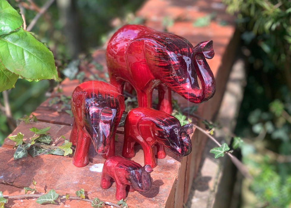 Brushed Red Elephant Trunk Up - AluminArk Collection - 4 Sizes