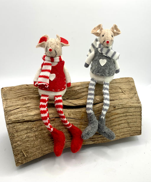 Felt Mouse, Shelf Sitting Festive Mouse - 2 Colours