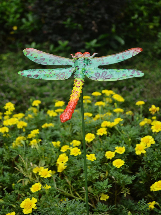 Vibrant Metal Dragonfly Garden Decor Stake