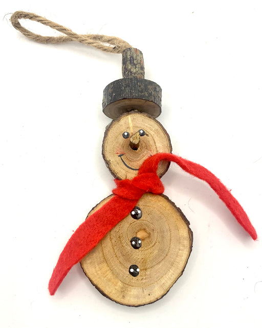 Mini Log Hanging Snowman - 12cm - Christmas Tree Decoration