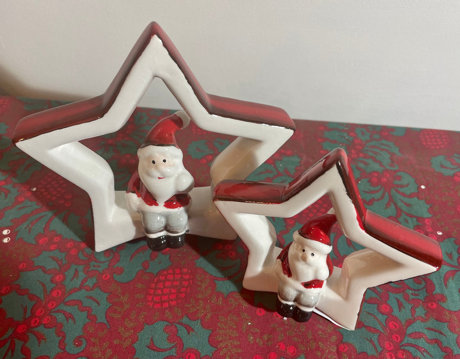 Ceramic Star with Sitting Santa - 2 Sizes