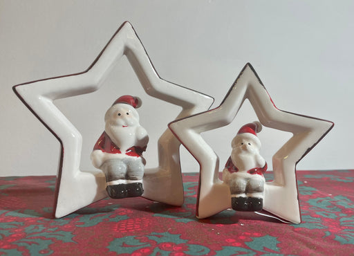 Ceramic Star with Sitting Santa - 2 Sizes