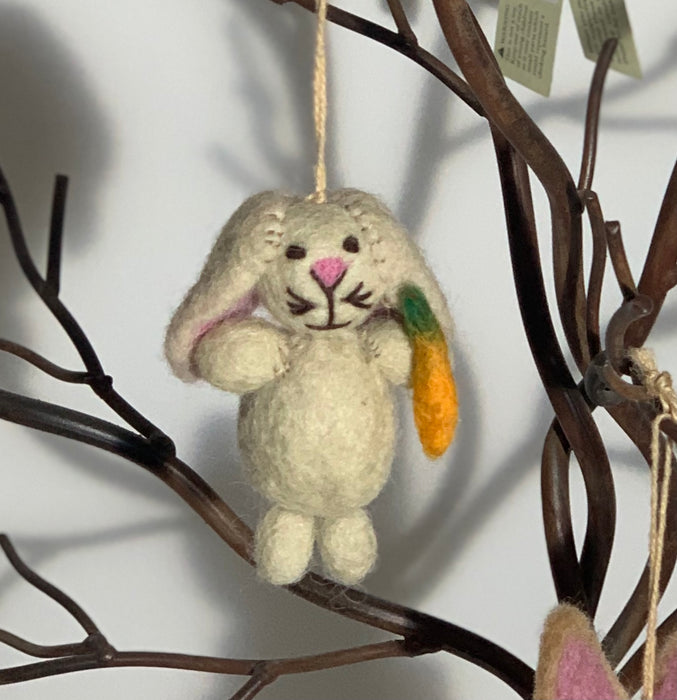 Hanging Easter Decorations - Set of 3 Easter Bunnies - Felt So Good