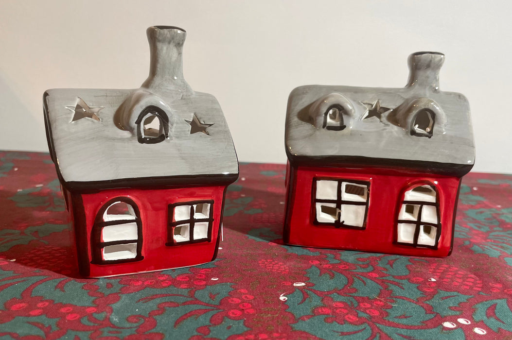 Festive Ceramic House Candle Holder - 2 Sizes