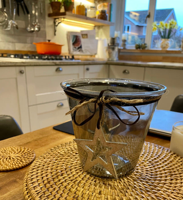 Smoked Glass Star Candle holder