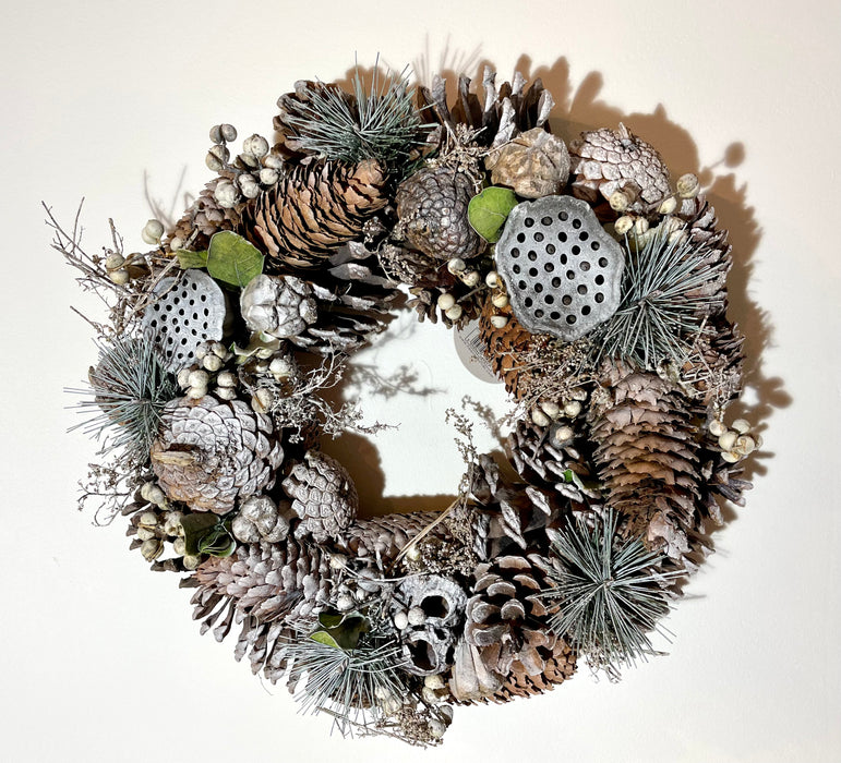 Silver Acorn Christmas Door Wreath