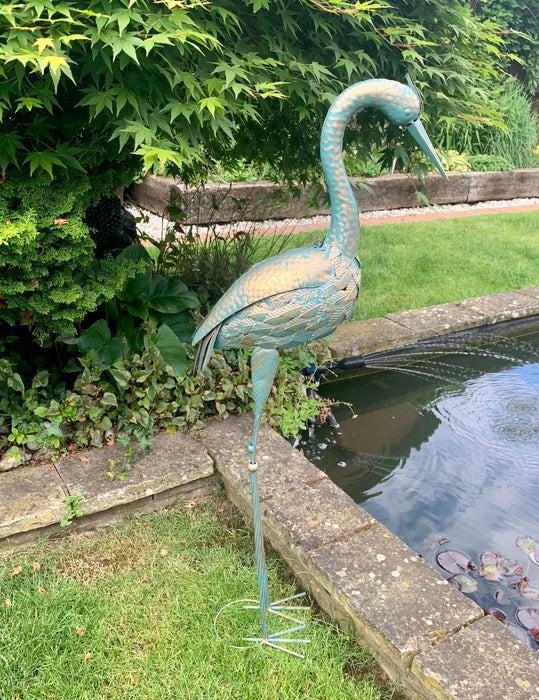 Bronze with Blue Metal Crane - Two Styles