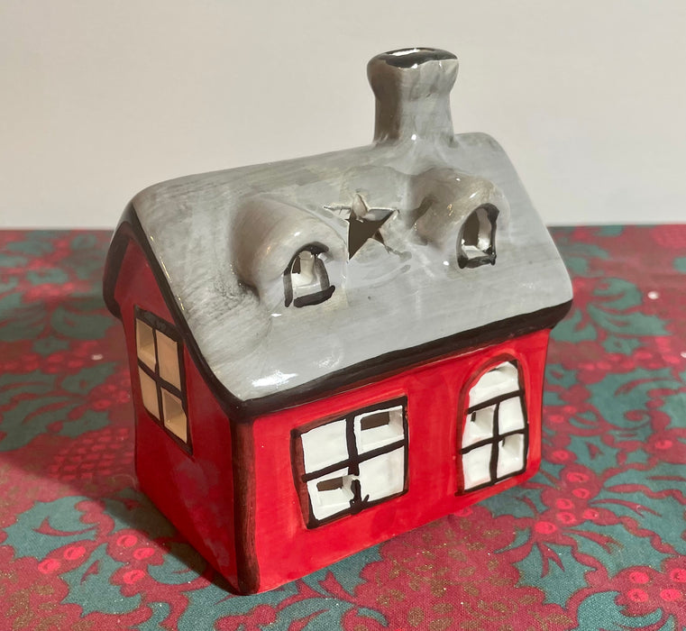 Festive Ceramic House Candle Holder - 2 Sizes