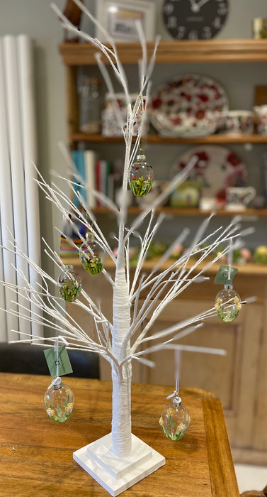 Set of 3 Glass Hanging Eggs with flower Easter Decorations