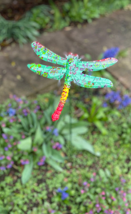 Vibrant Metal Dragonfly Garden Decor Stake