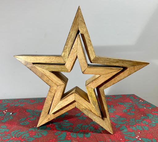 Christmas Stars Carved Wooden Nesting Pair