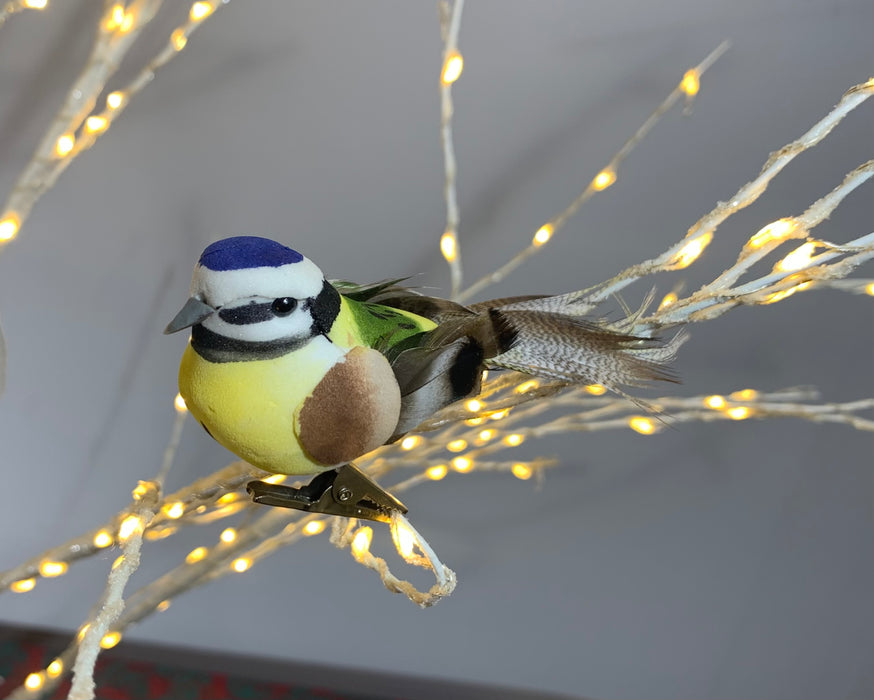 Pair of Blue Tits on Clips - Bird Christmas Tree Decorations