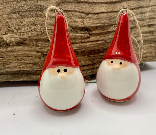 Santa Ceramic Hanging Christmas Tree Decorations - Set of 2