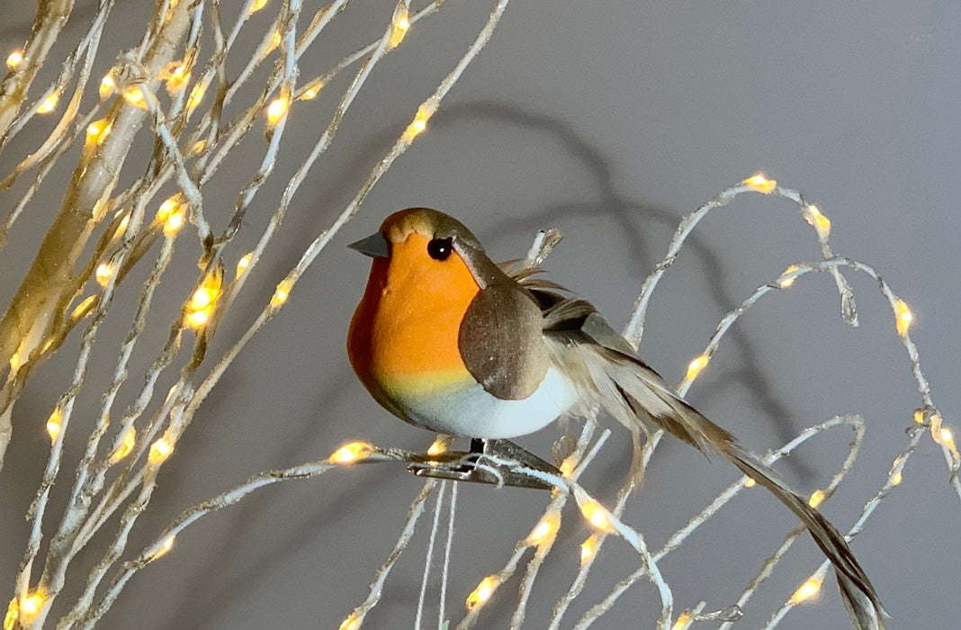 Pair of Robins on Clips - Christmas Tree Decorations